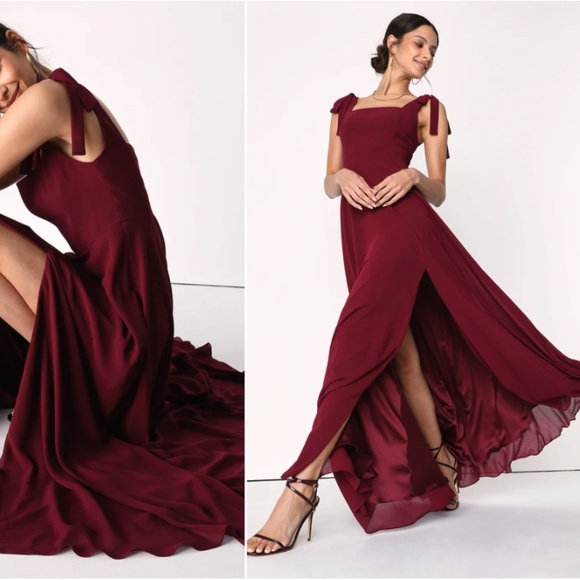 LULU's Prom Wedding Bridesmaid Flowy Romantic Sexy Chic Elegant Maxi Dress - Picture 1 of 8